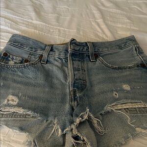 Levi's Light Blue Distressed Jean Shorts